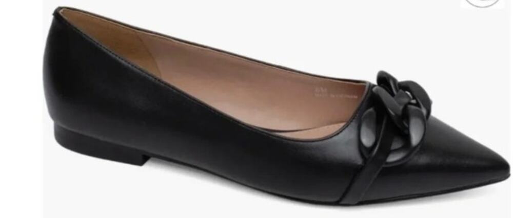 Linea Paolo - Nora - Black -Women 5.5 Pointy Toe Flat ballerina Resin Chain-Link